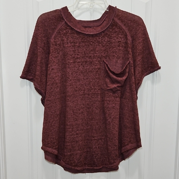 We The Free Burnout Slub Oversized Short Sleeve Distressed Boho Top Free People - Picture 1 of 9